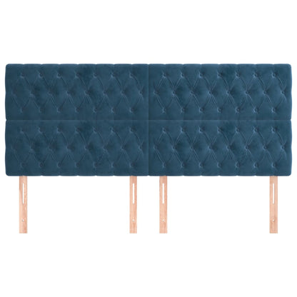 Testiera 4 pz Blu Scuro 90x7x78/88 cm in Velluto