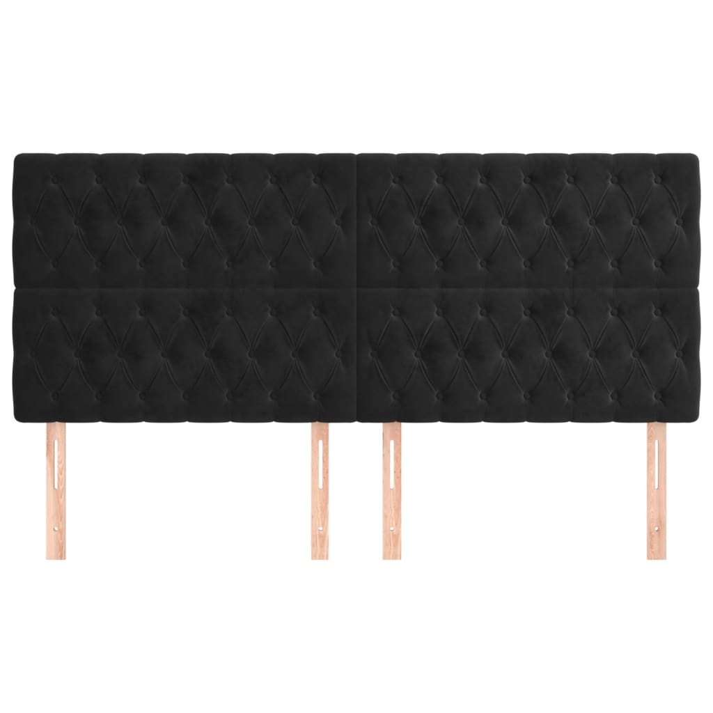 Testiere 4 pz Nero 100 x 7 x 78/88 cm in Velluto