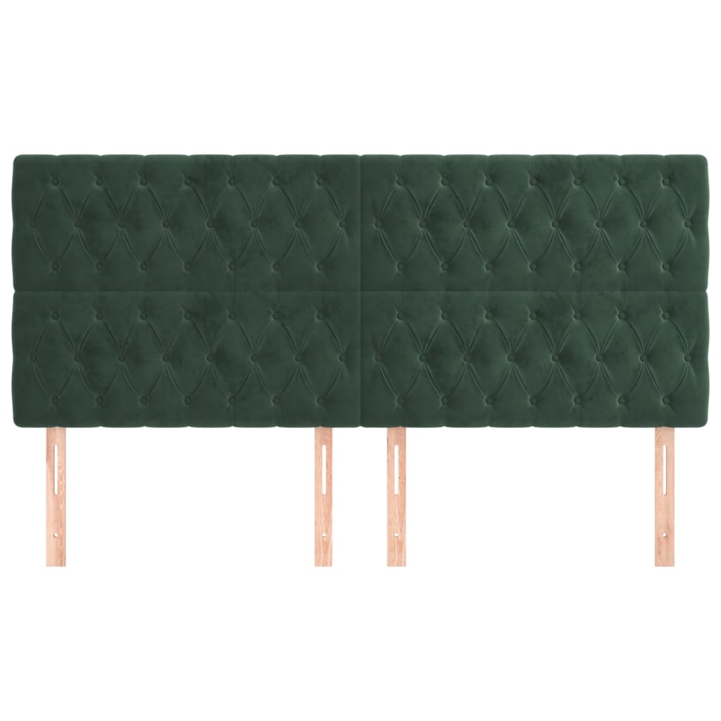 Testiera 4 pz Verde scuro 100x7x78/88 cm in Velluto
