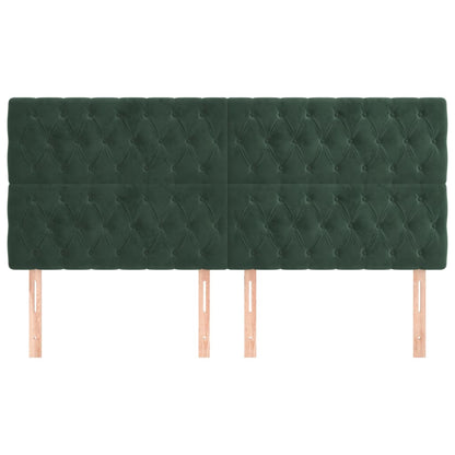 Testiera 4 pz Verde scuro 100x7x78/88 cm in Velluto