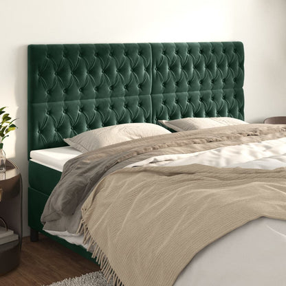 Testiera 4 pz Verde scuro 100x7x78/88 cm in Velluto