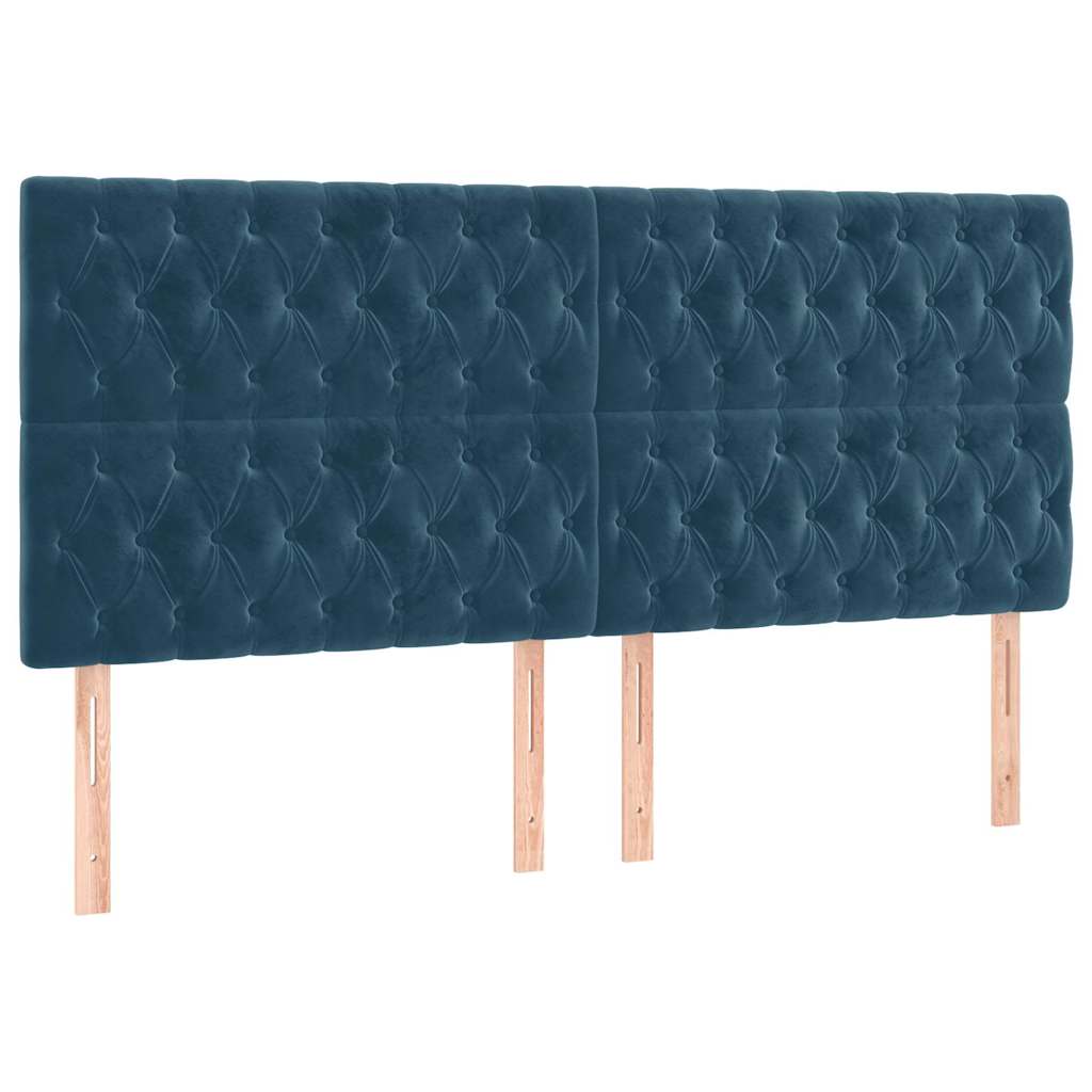Testiera Blu Scuro 200x7x118/128 cm Velluto