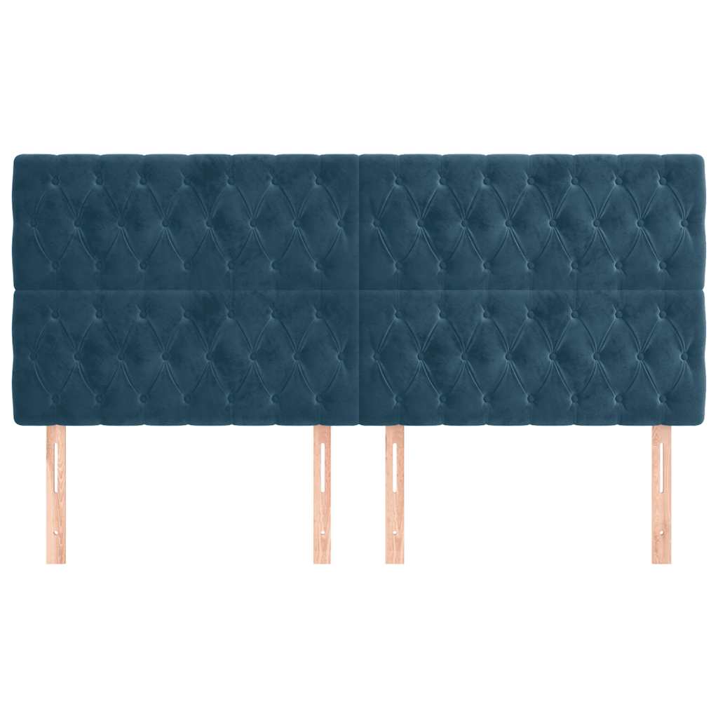 Testiera Blu Scuro 200x7x118/128 cm Velluto