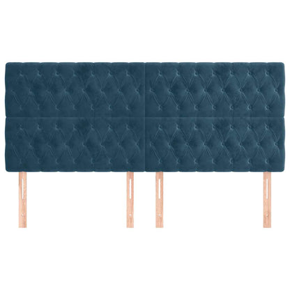 Testiera Blu Scuro 200x7x118/128 cm Velluto