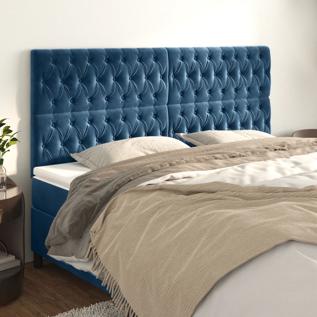 Testiera Blu Scuro 200x7x118/128 cm Velluto