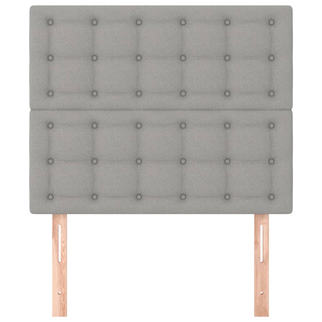 Testiera 2 pz Grigio Chiaro 90x5x78/88 cm in Tessuto