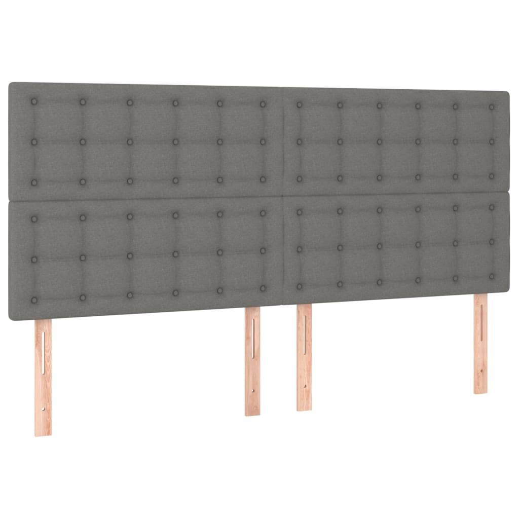 Testiera 4 pz Grigio Scuro 90x5x78/88 cm in Tessuto