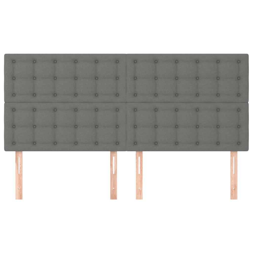 Testiera 4 pz Grigio Scuro 90x5x78/88 cm in Tessuto