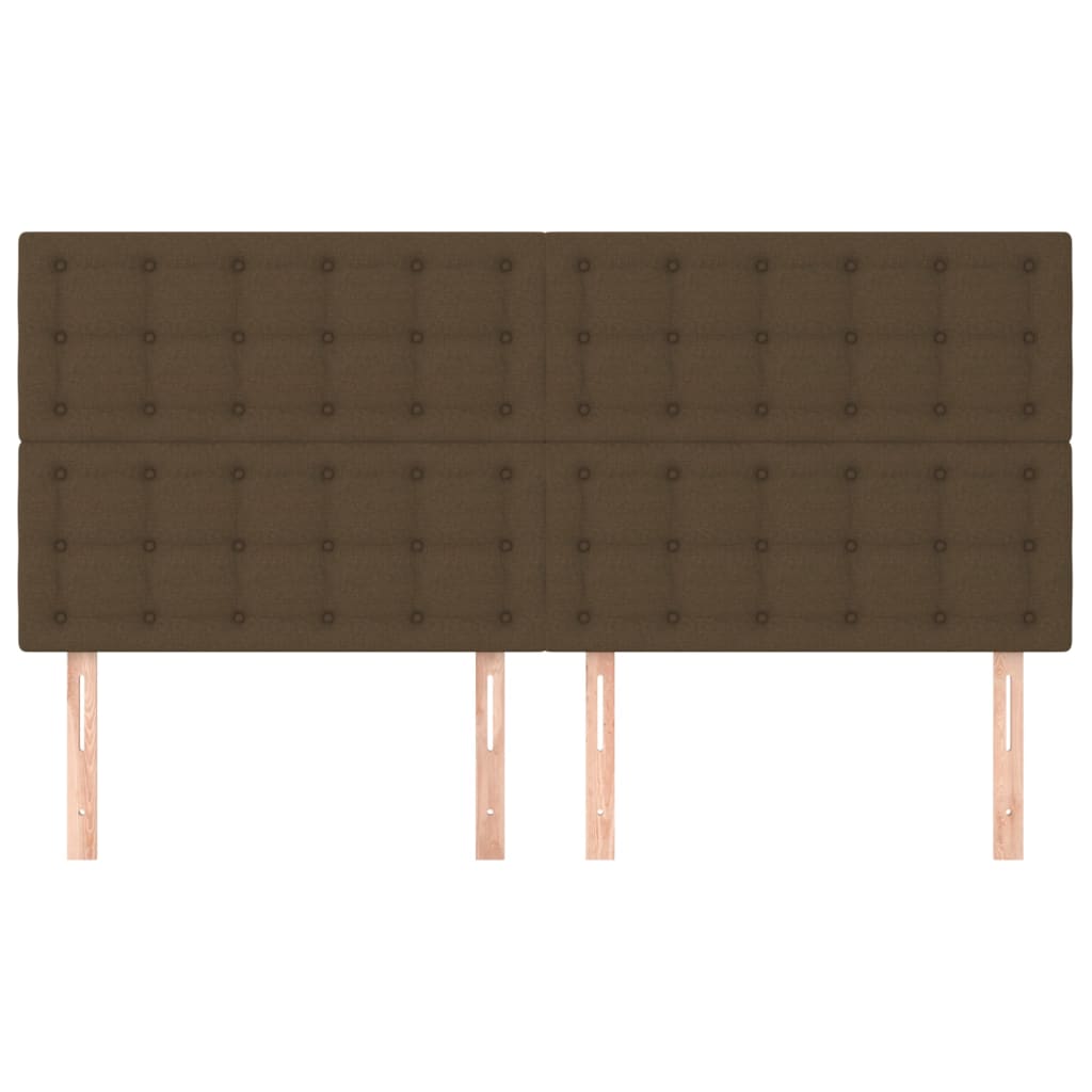 Testiera 4 pz Marrone Scuro 90x5x78/88 cm in Tessuto