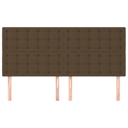 Testiera 4 pz Marrone Scuro 100x5x78/88 cm in Tessuto