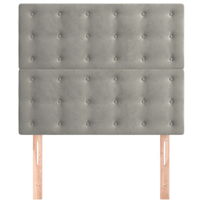 Testiera 2 pz Grigio Chiaro 90x5x78/88 cm in Velluto