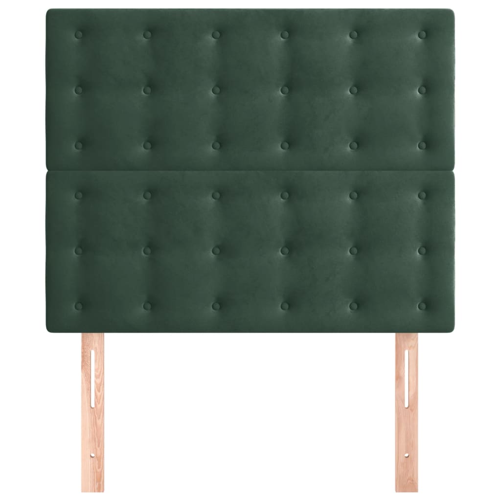 Testiera 2 pz Verde scuro 90x5x78/88 cm in Velluto