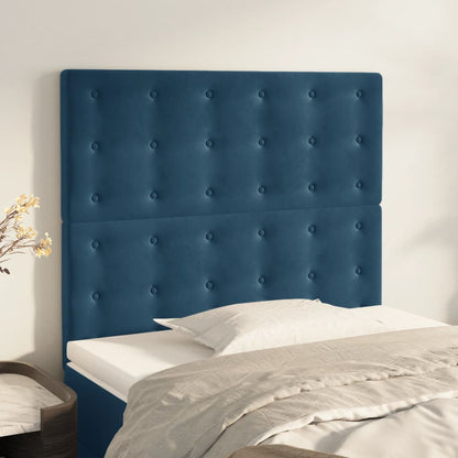 Testiera 2 pz Blu scuro 90x5x78/88 cm in Velluto