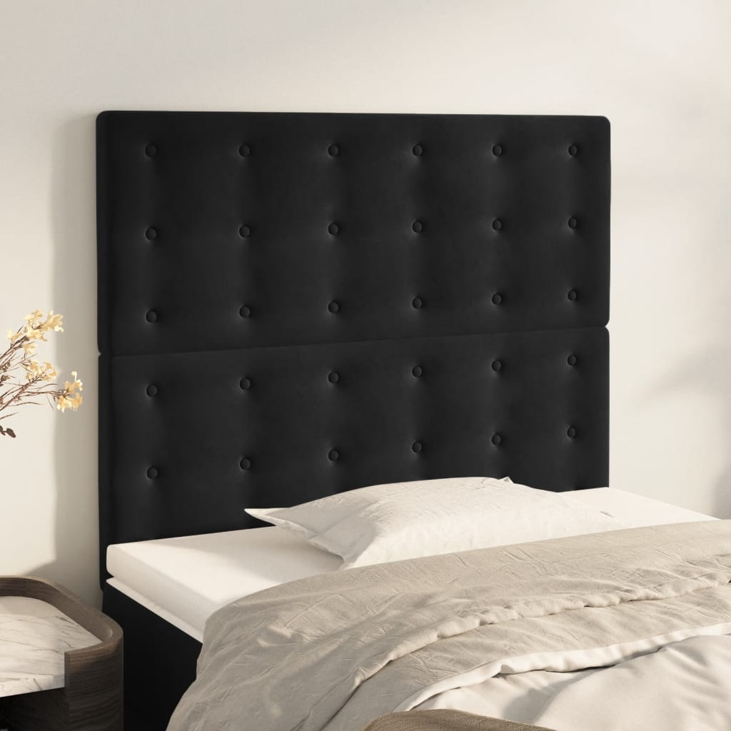 Testiera Nera 100x5x118/128 cm Velluto