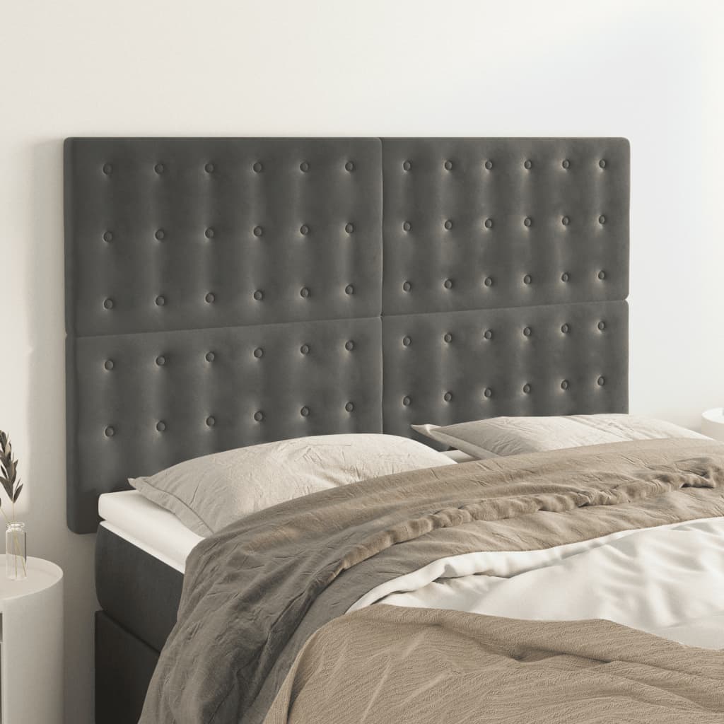 Testiera Grigio Scuro 144x5x118/128 cm Velluto