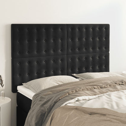 Testiera Nera 144x5x118/128 cm Velluto