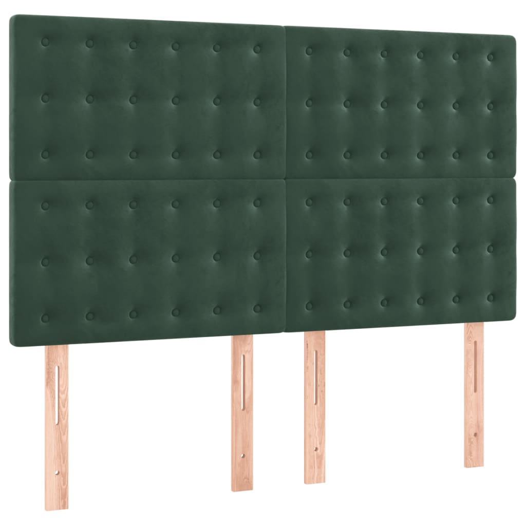 Testiere 4 pz Verde Scuro 72x5x78/88 cm in Velluto