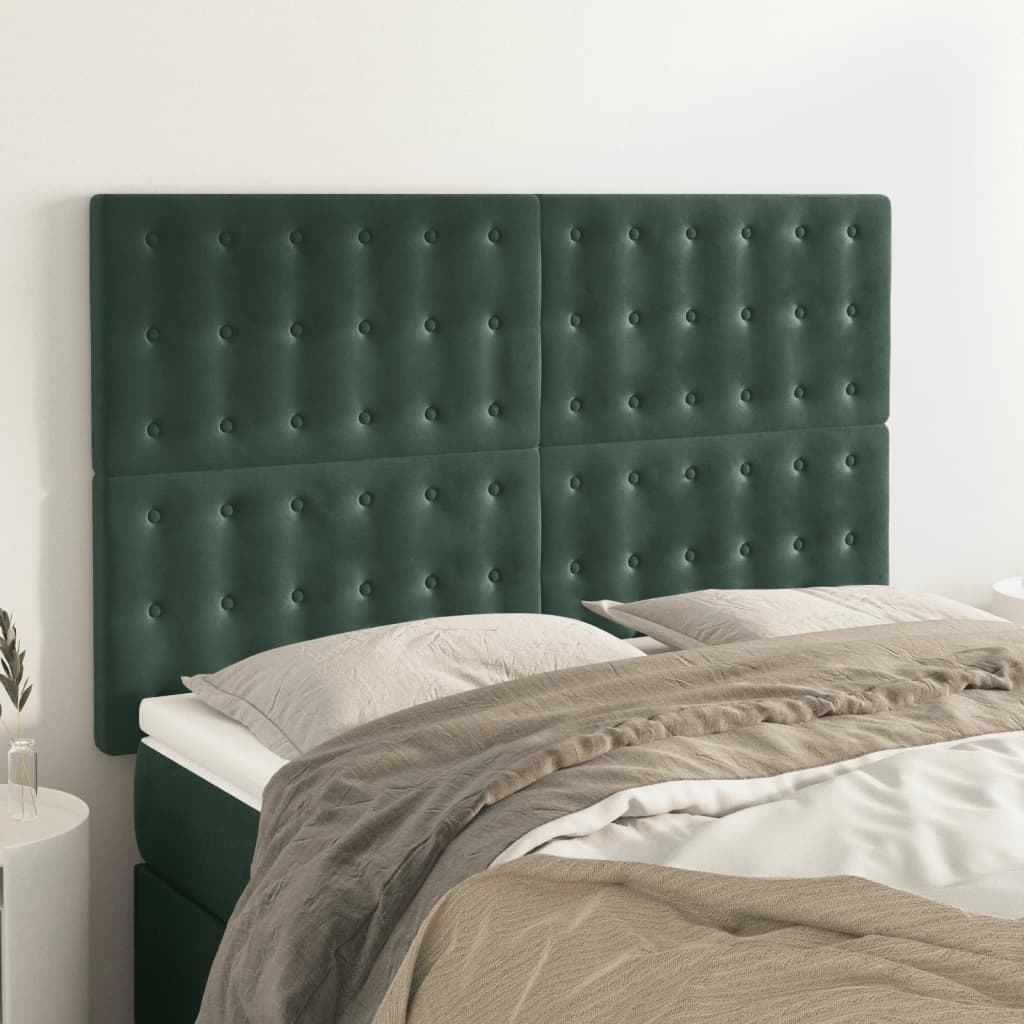 Testiere 4 pz Verde Scuro 72x5x78/88 cm in Velluto