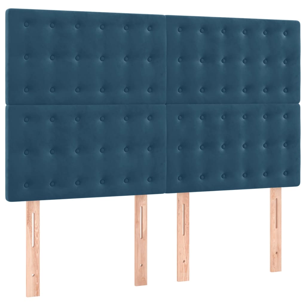 Testiere 4 pz Blu Scuro 72x5x78/88 cm in Velluto
