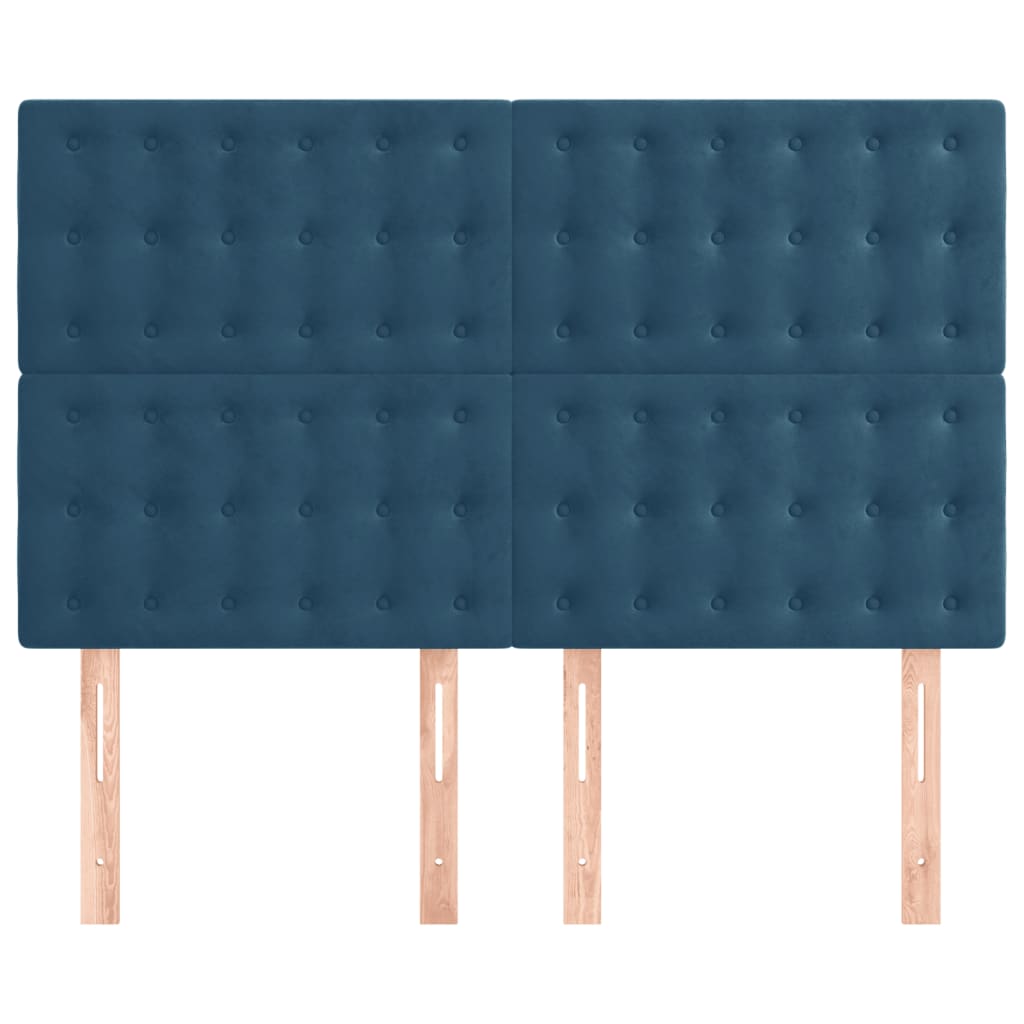 Testiere 4 pz Blu Scuro 72x5x78/88 cm in Velluto