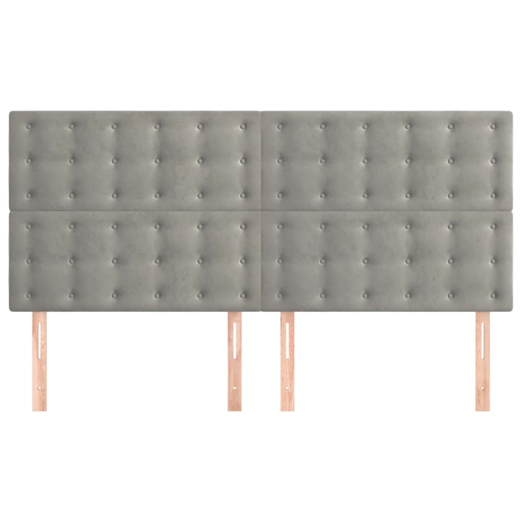 Testiera 4 pz Grigio Chiaro 80x5x78/88 cm in Velluto