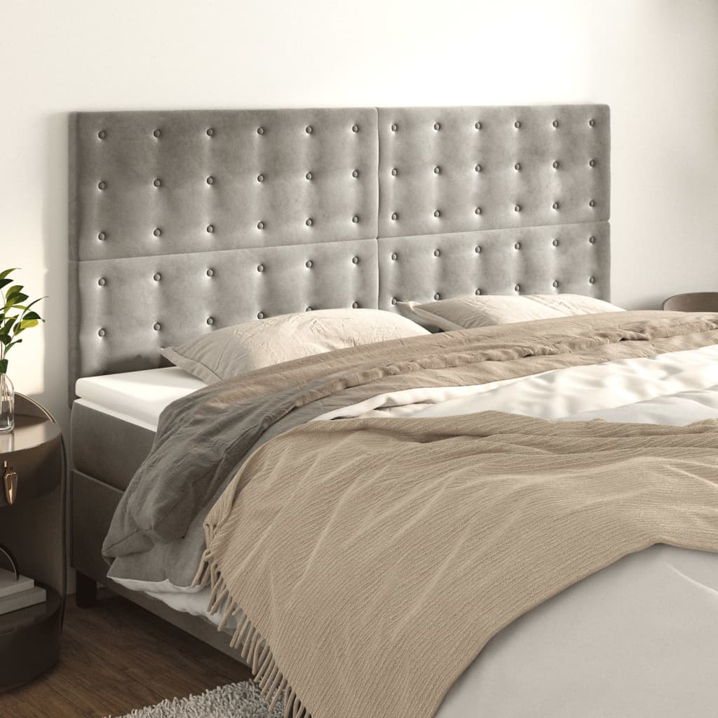 Testiera Grigio Chiaro 160x5x118/128 cm Velluto