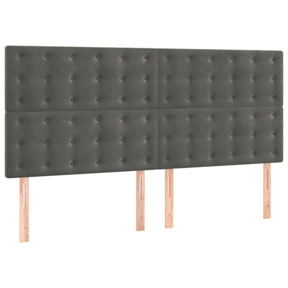 Testiera 4 pz Grigio Scuro 80x5x78/88 cm in Velluto