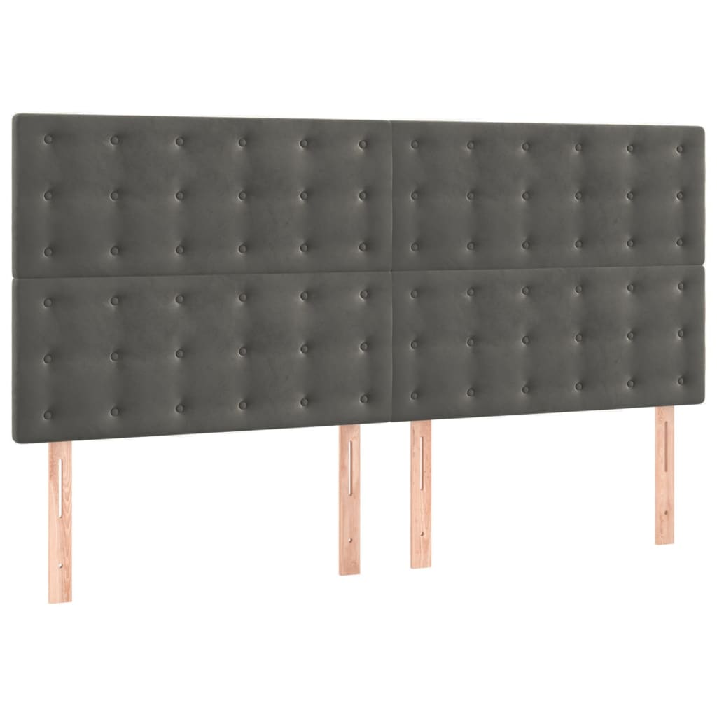 Testiera 4 pz Grigio Scuro 80x5x78/88 cm in Velluto