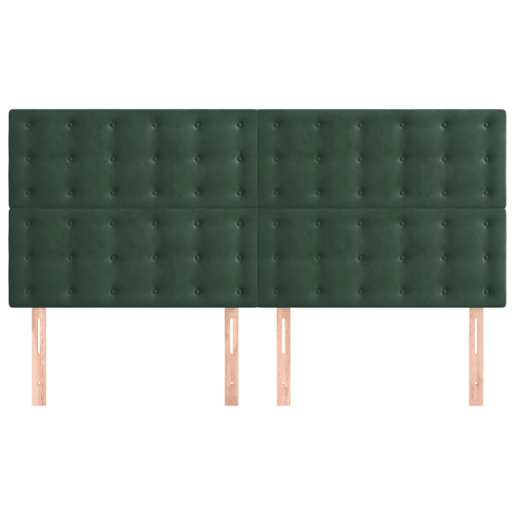 Testiera 4 pz Verde Scuro 80x5x78/88 cm in Velluto