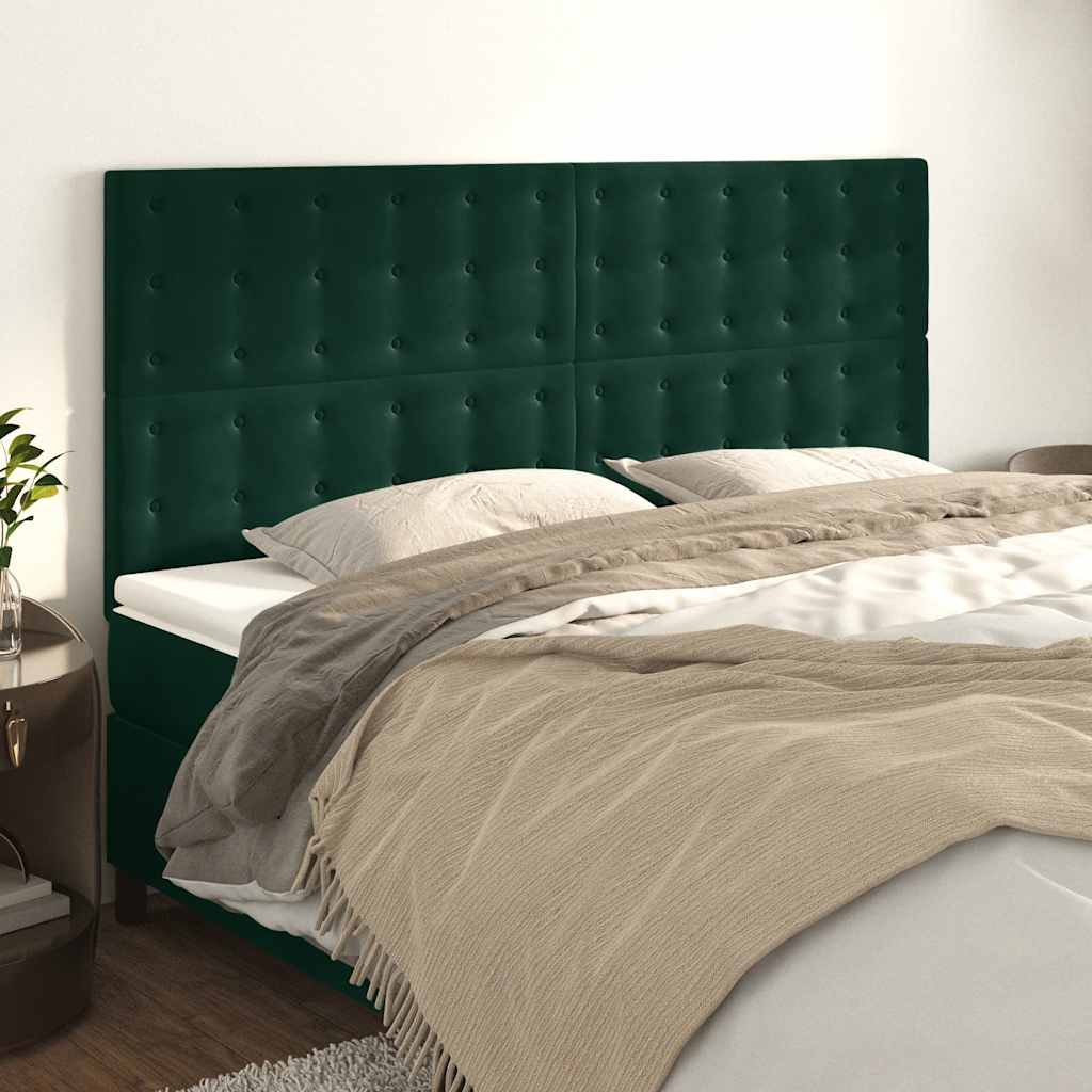 Testiera Verde Scuro 160x5x118/128 cm Velluto