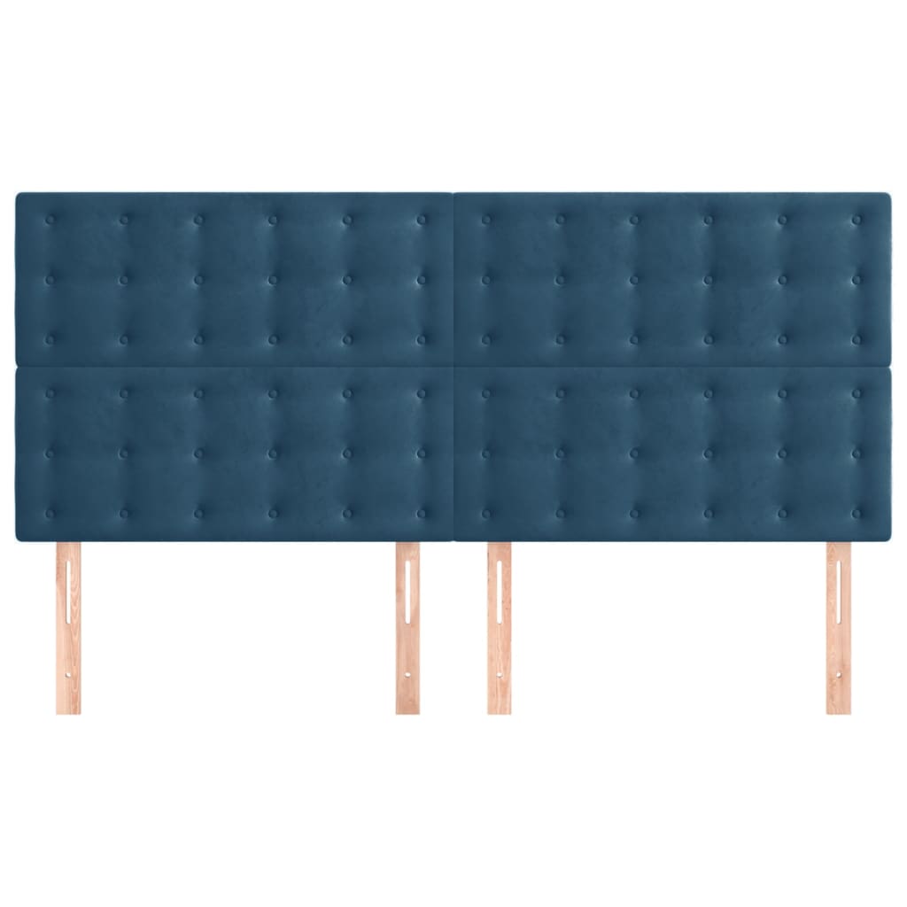 Testiera 4 pz Blu Scuro 80x5x78/88 cm in Velluto