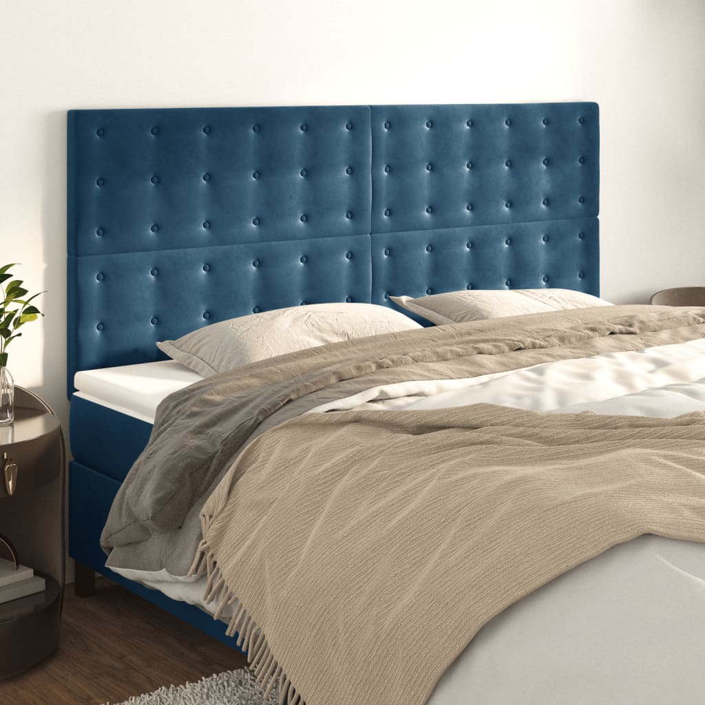 Testiera 4 pz Blu Scuro 80x5x78/88 cm in Velluto
