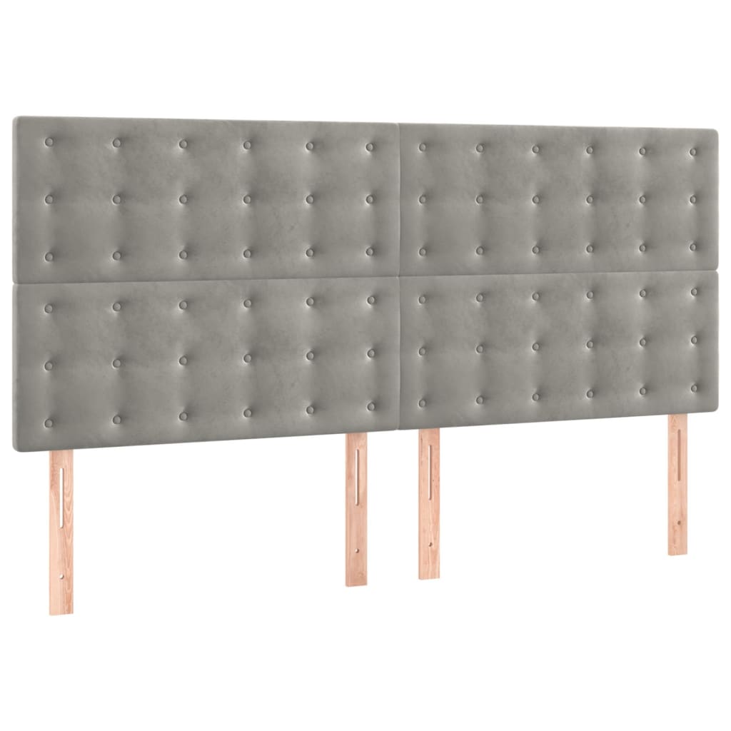Testiera 4 pz Grigio Chiaro 90x5x78/88 cm in Velluto