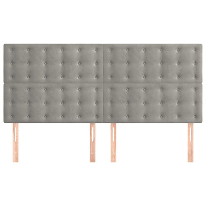 Testiera 4 pz Grigio Chiaro 90x5x78/88 cm in Velluto