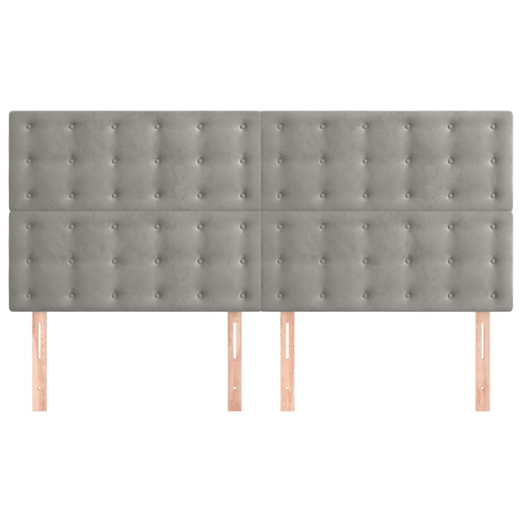 Testiera 4 pz Grigio Chiaro 90x5x78/88 cm in Velluto