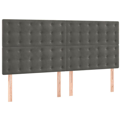 Testiera 4 pz Grigio Scuro 90x5x78/88 cm in Velluto