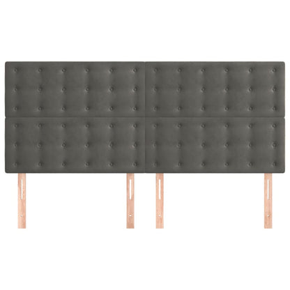 Testiera 4 pz Grigio Scuro 90x5x78/88 cm in Velluto