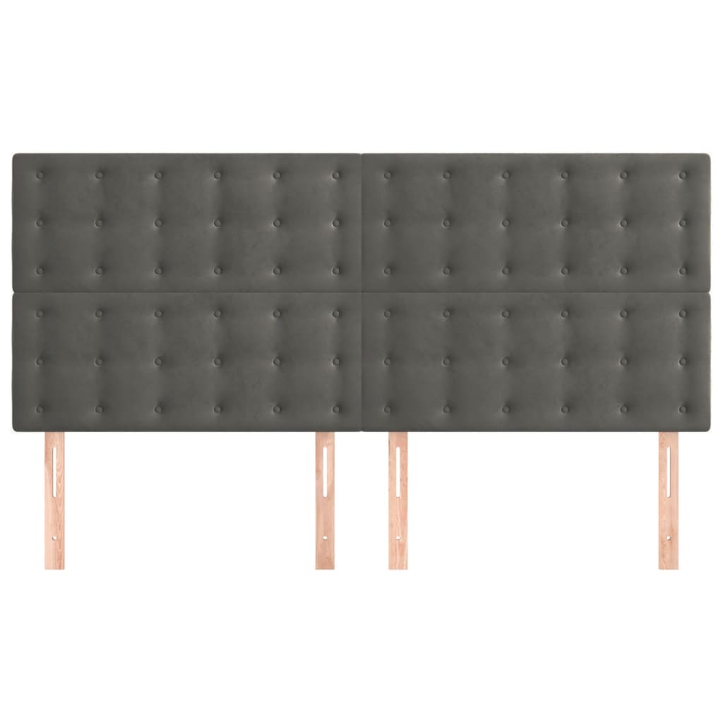 Testiera Grigio Scuro 180x5x118/128 cm Velluto