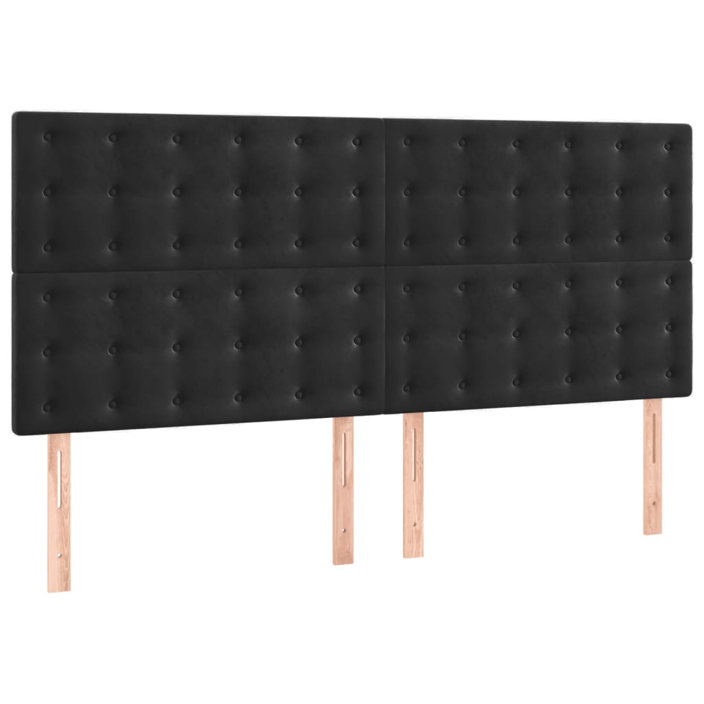 Testiera Nera 180x5x118/128 cm Velluto