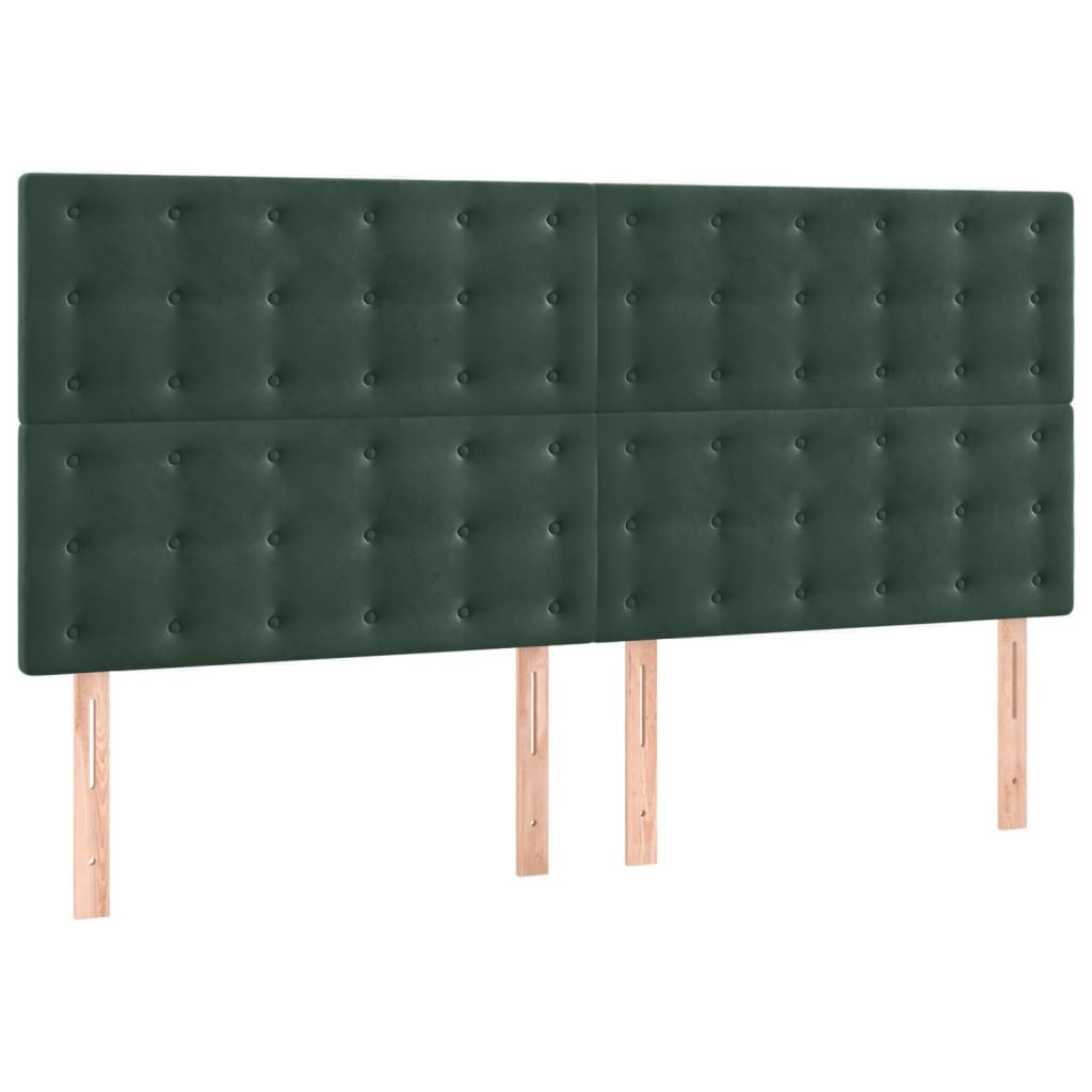 Testiera 4 pz Verde scuro 90x5x78/88 cm in Velluto