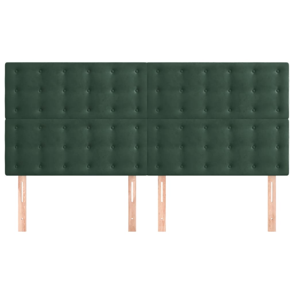 Testiera 4 pz Verde scuro 90x5x78/88 cm in Velluto