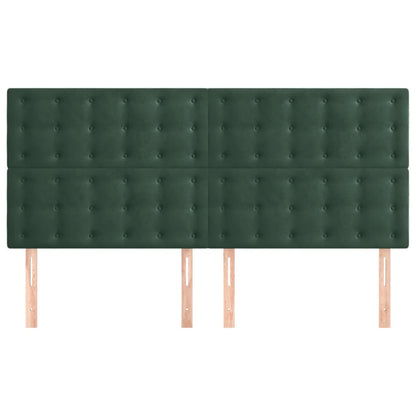 Testiera 4 pz Verde scuro 90x5x78/88 cm in Velluto
