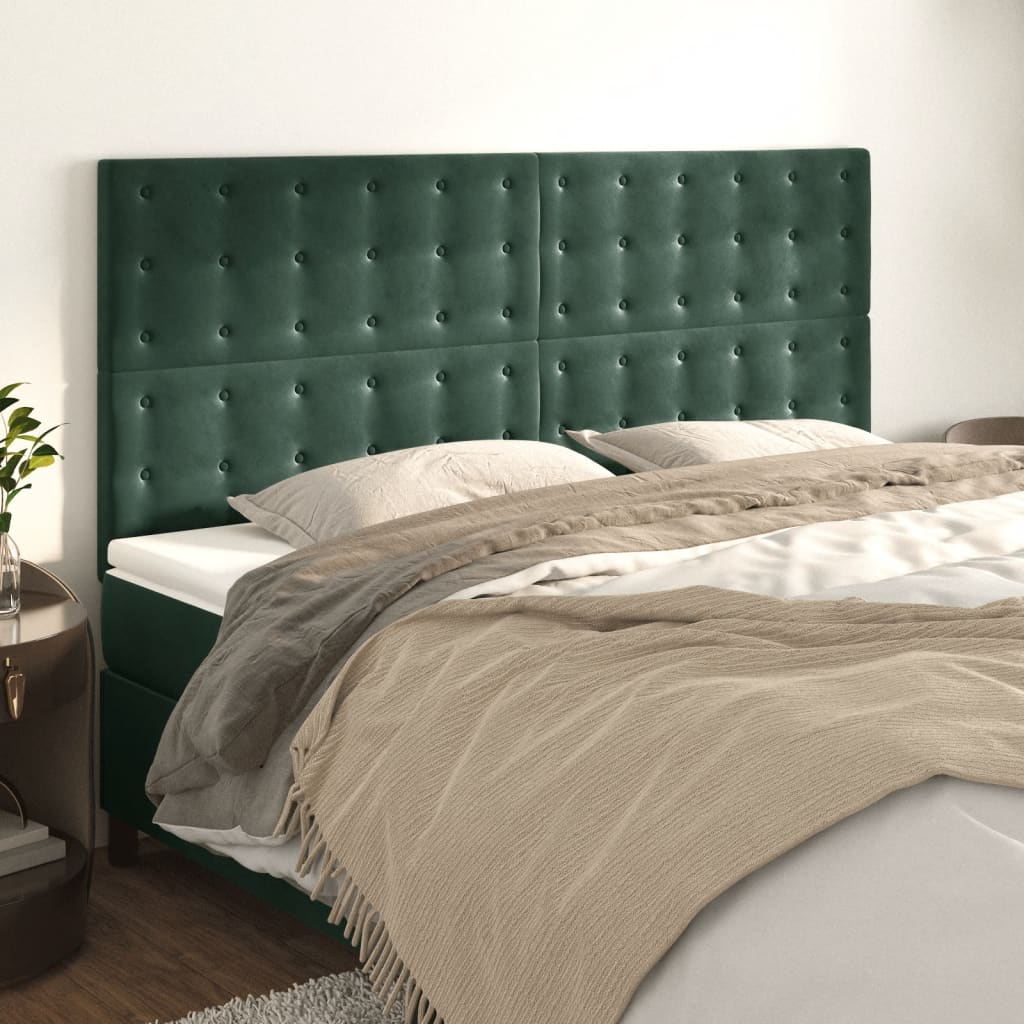 Testiera 4 pz Verde scuro 90x5x78/88 cm in Velluto