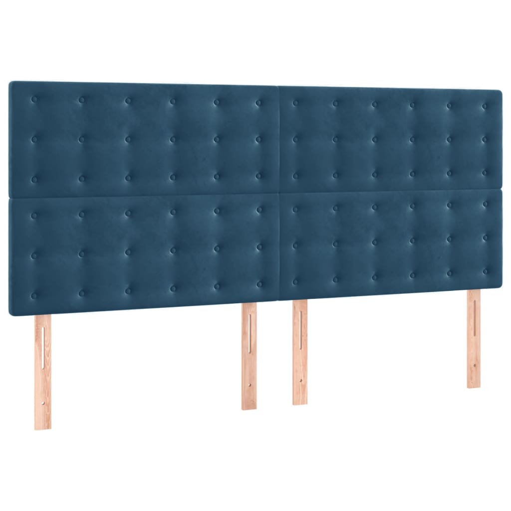 Testiera 4 pz Blu scuro 90x5x78/88 cm in Velluto