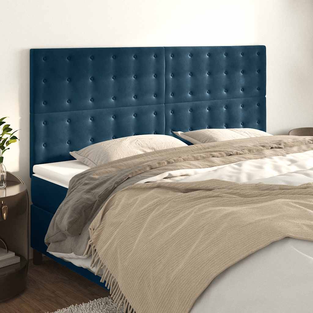 Testiera Blu Scuro 180x5x118/128 cm Velluto