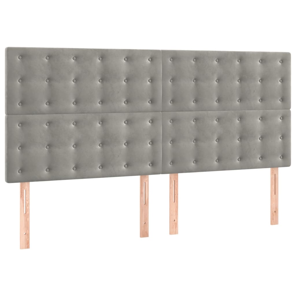 Testiere 4 pz Grigio Chiaro 100x5x78/88 cm in Velluto