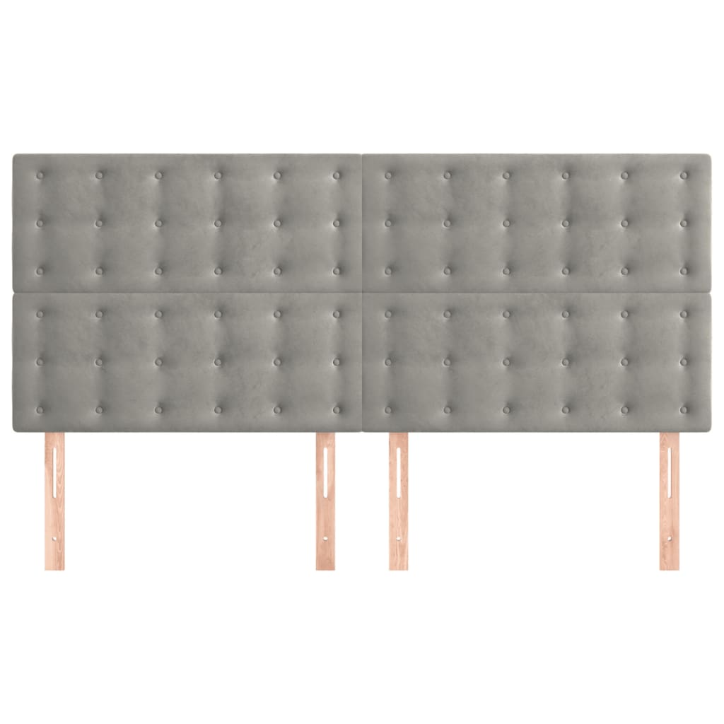 Testiere 4 pz Grigio Chiaro 100x5x78/88 cm in Velluto
