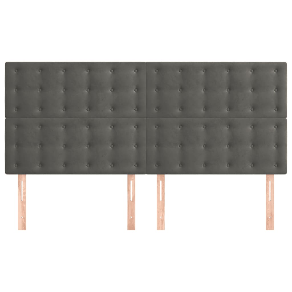Testiere 4 pz Grigio Scuro 100x5x78/88 cm in Velluto