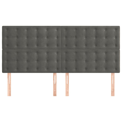 Testiere 4 pz Grigio Scuro 100x5x78/88 cm in Velluto