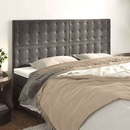 Testiera Grigio Scuro 200x5x118/128 cm Velluto